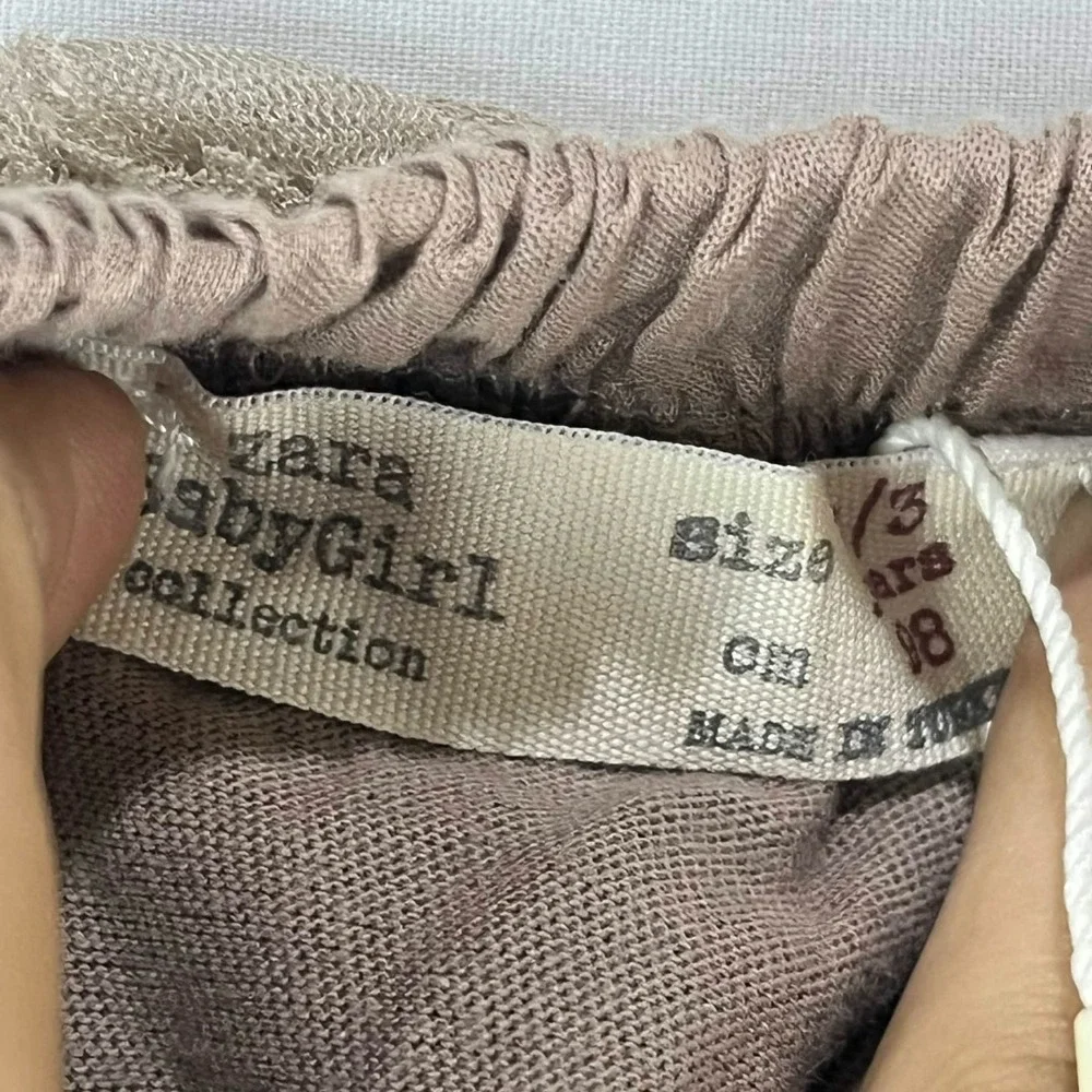 NWT Zara Baby Girl Years 98cm Taupe Brown Tulle Tutu Skirt Embroidered Size 2-3